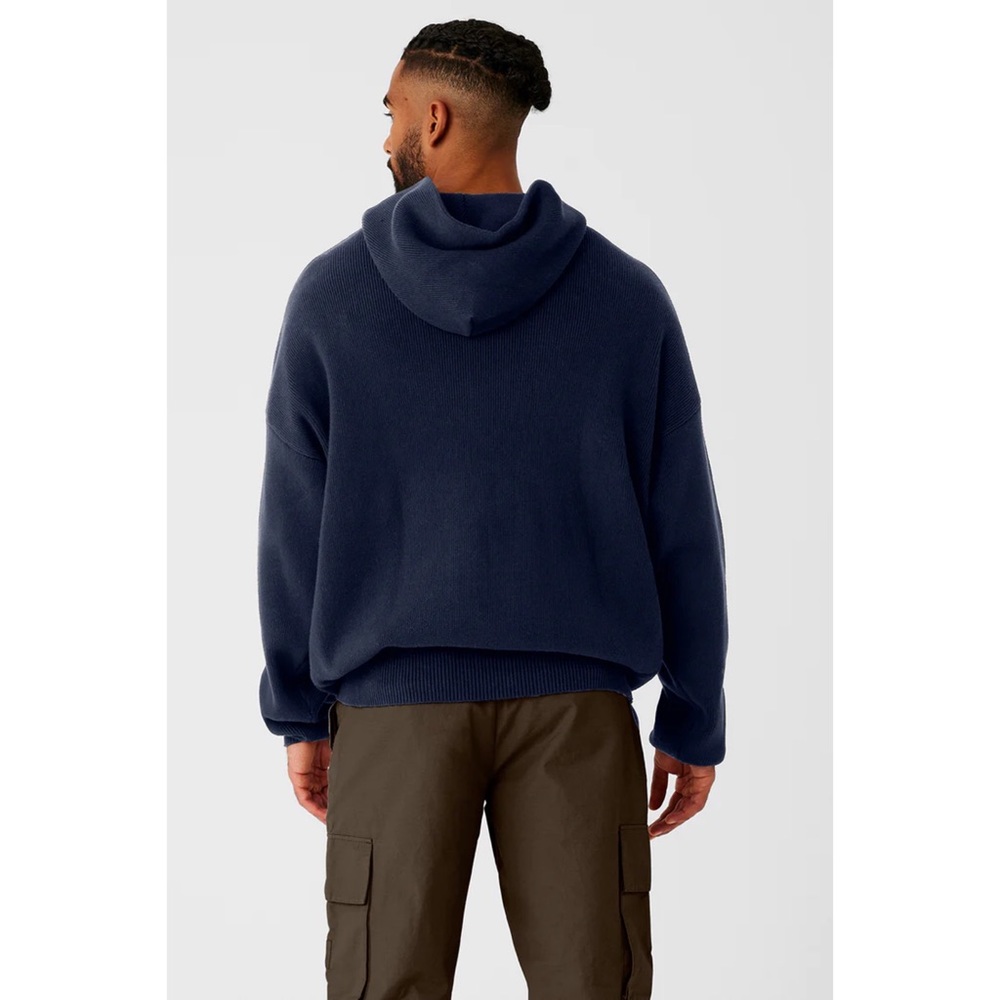 Alo Yoga Scholar Hooded Sweater Navy Small - Picture 12 of 15